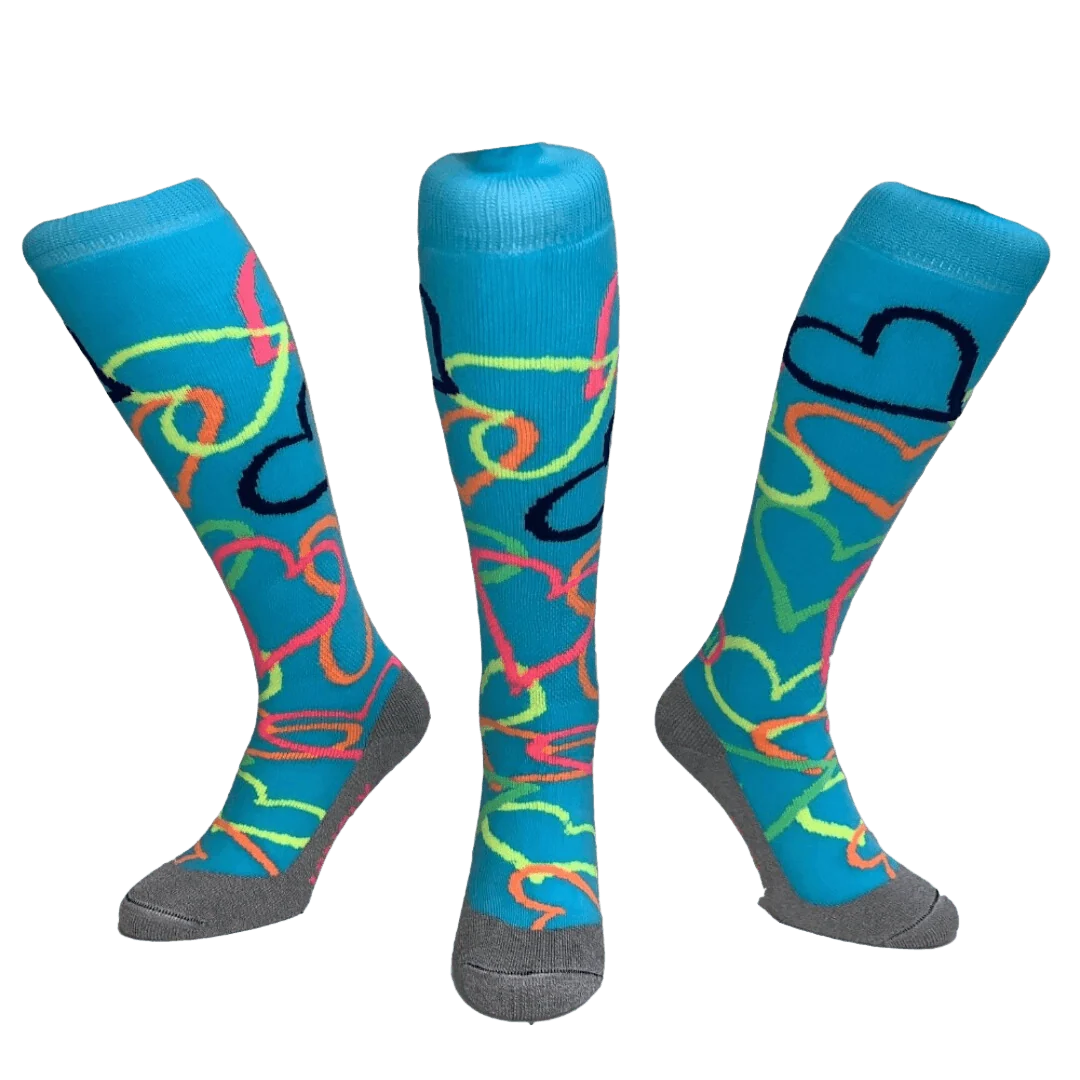 Hingly Multi Hearts Blue Socks