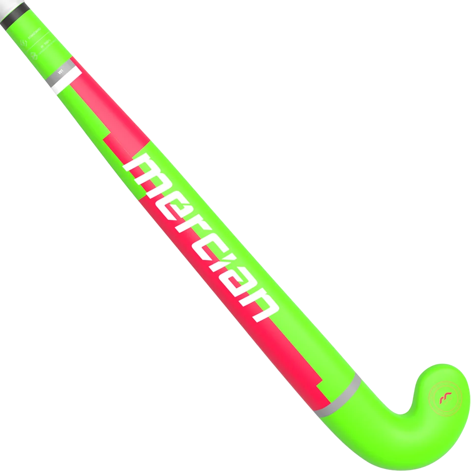 Mercian Genesis W1 Junior Wooden Hockey Stick - Neon/Rubin