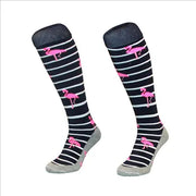 Hingly Black Stripped Flamingos Socks