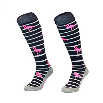 Hingly Black Stripped Flamingos Socks